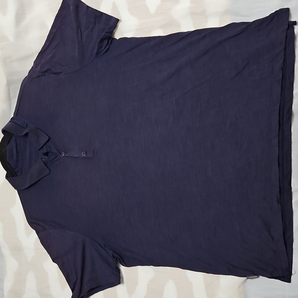 Icebreaker Men Size XL Merino Wool Short Sleeve Polo Shirt Navy Blue